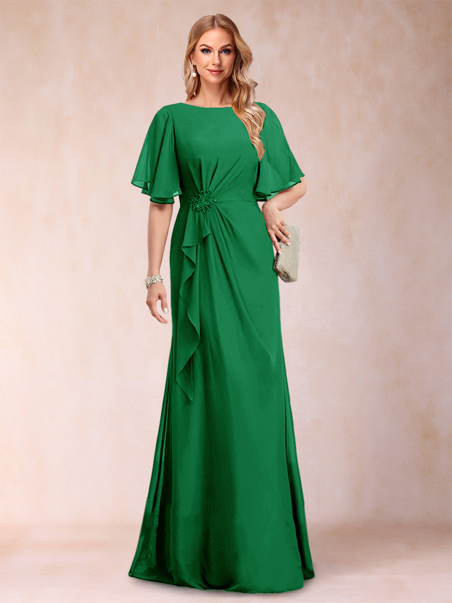 Gwendolyn Sage Forest Green front view mother of the bride dress