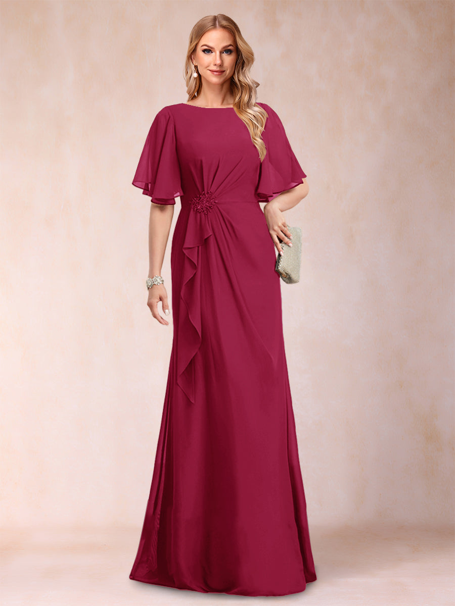 Gwendolyn Sage Burgundy front view mother of the bride dress