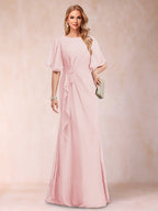 Gwendolyn Sage Pearl Pink back view mother of the bride dress