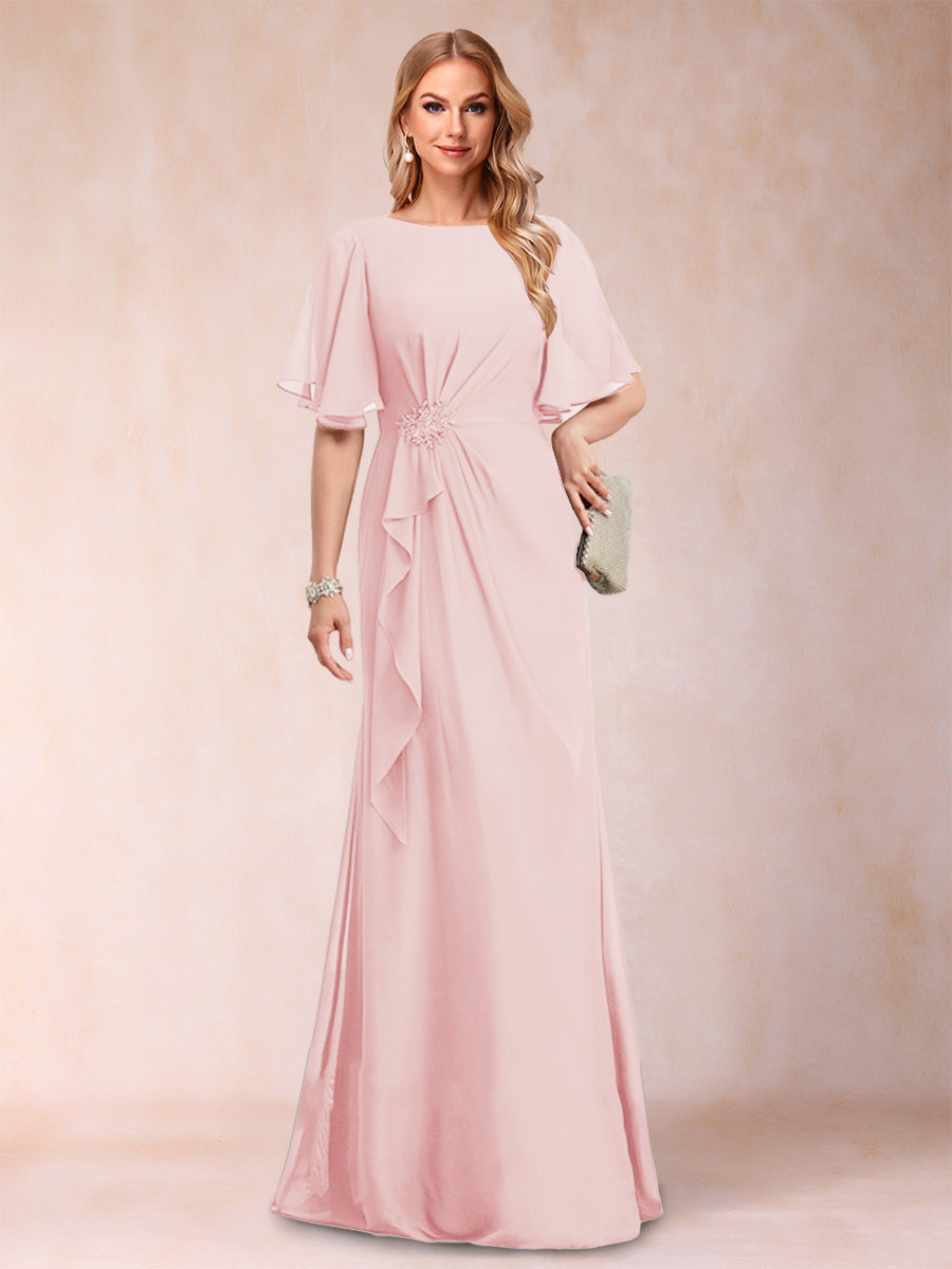 Gwendolyn Sage Pearl Pink back view mother of the bride dress