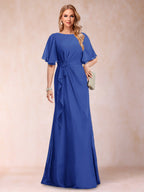 Gwendolyn Sage Royal Blue side view mother of the bride dress
