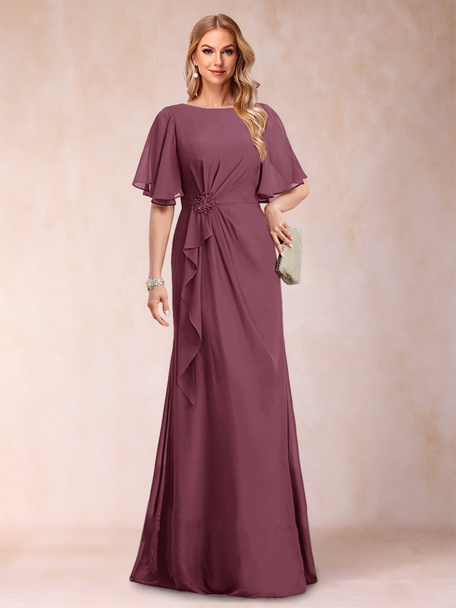 Gwendolyn Sage Plum back view mother of the bride dress