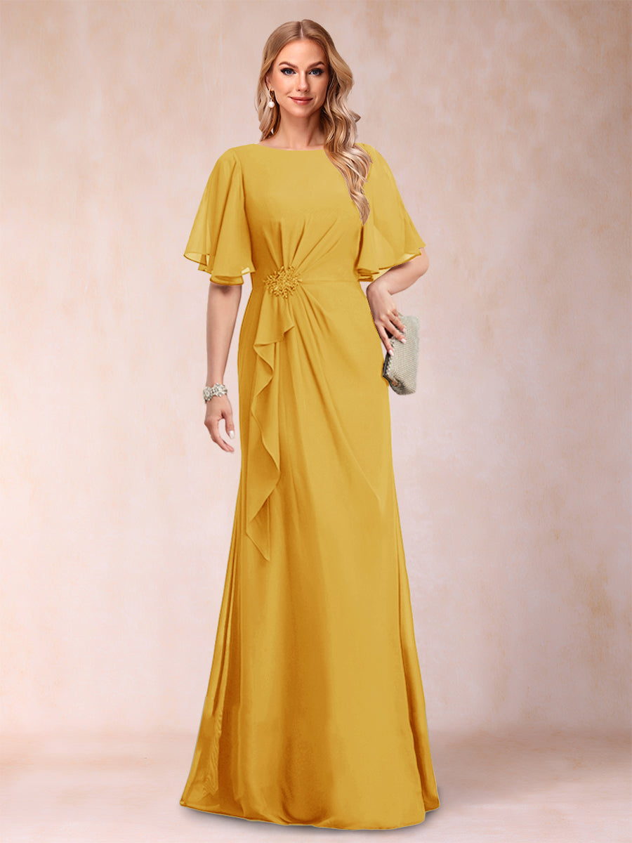 Gwendolyn Sage Gold back view mother of the bride dress