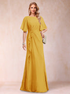Gwendolyn Sage Gold back view mother of the bride dress