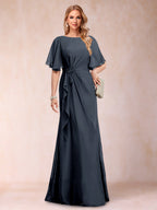 Gwendolyn Sage Navy Blue detail view 7 mother of the bride dress