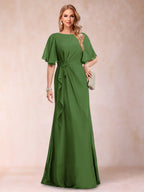 Gwendolyn Sage Olive Green front view mother of the bride dress