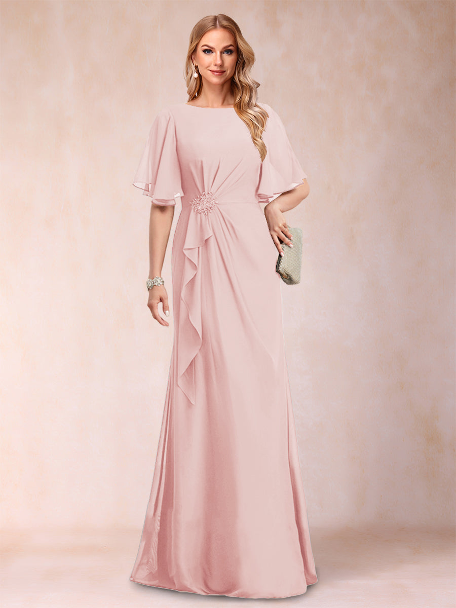 Gwendolyn Sage Pearl Pink front view mother of the bride dress