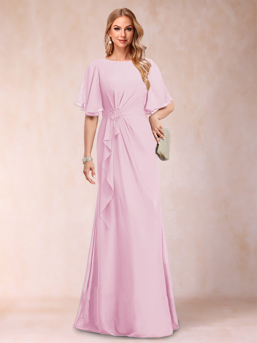 Gwendolyn Sage Rose Pink front view mother of the bride dress