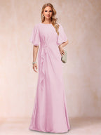 Gwendolyn Sage Rose Pink front view mother of the bride dress
