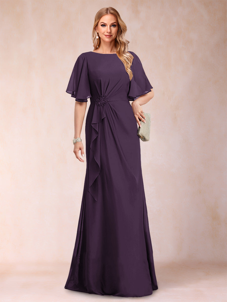 Gwendolyn Sage Plum front view mother of the bride dress
