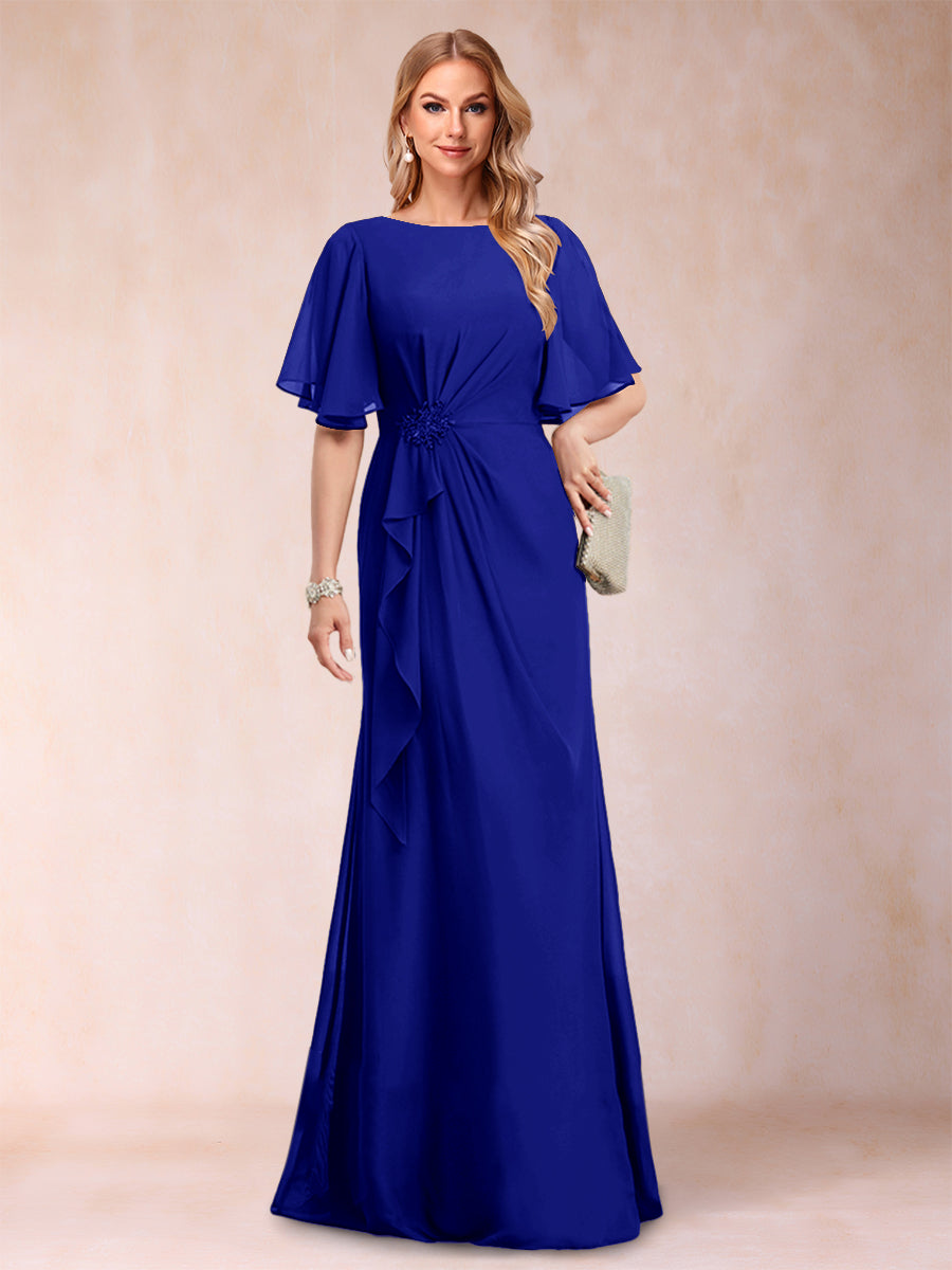 Gwendolyn Sage Royal Blue back view mother of the bride dress
