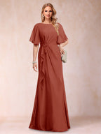 Gwendolyn Sage Rust front view mother of the bride dress