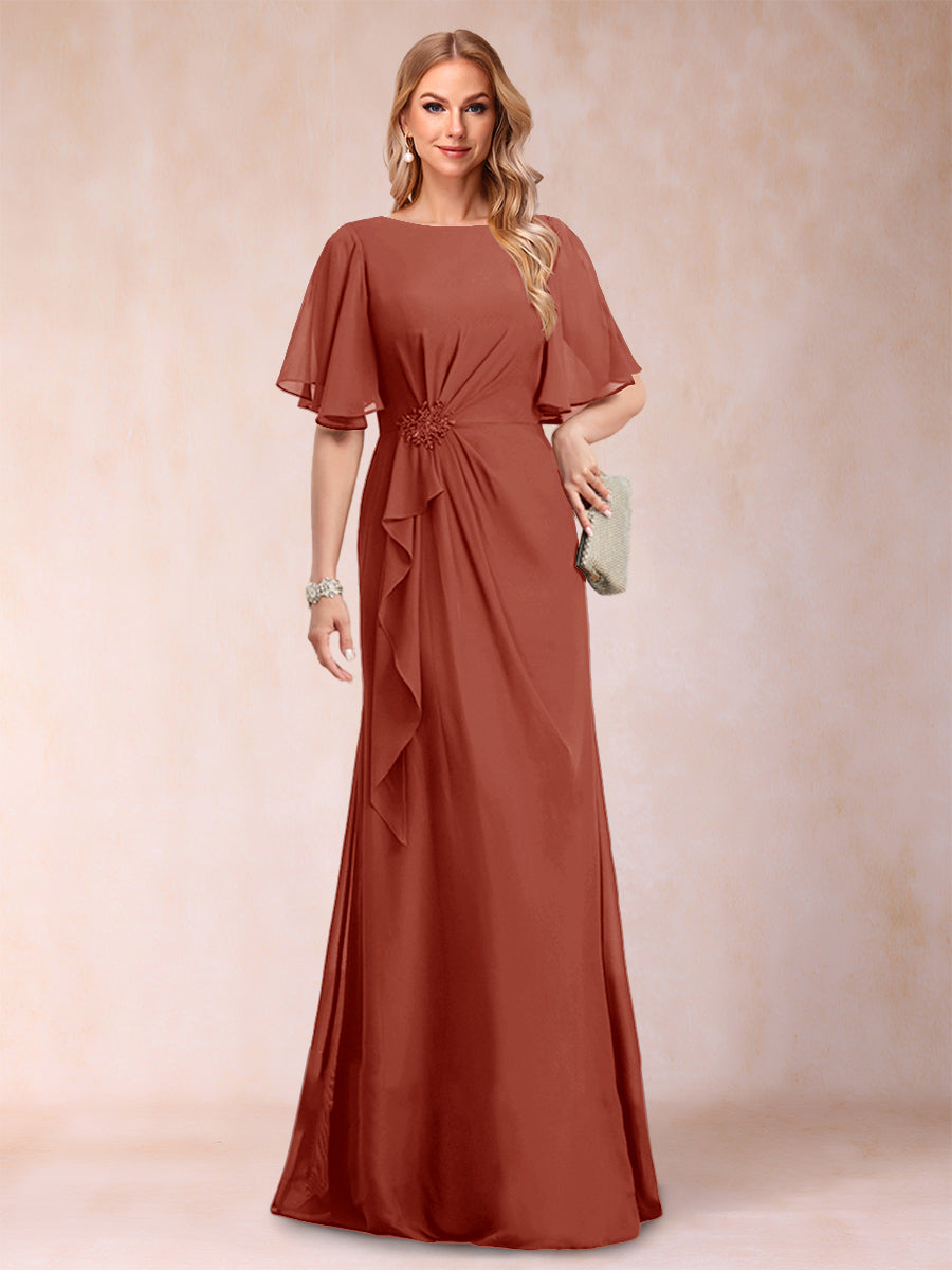 Gwendolyn Sage Rust front view mother of the bride dress