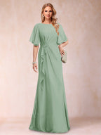 Gwendolyn Sage Sage Green back view mother of the bride dress