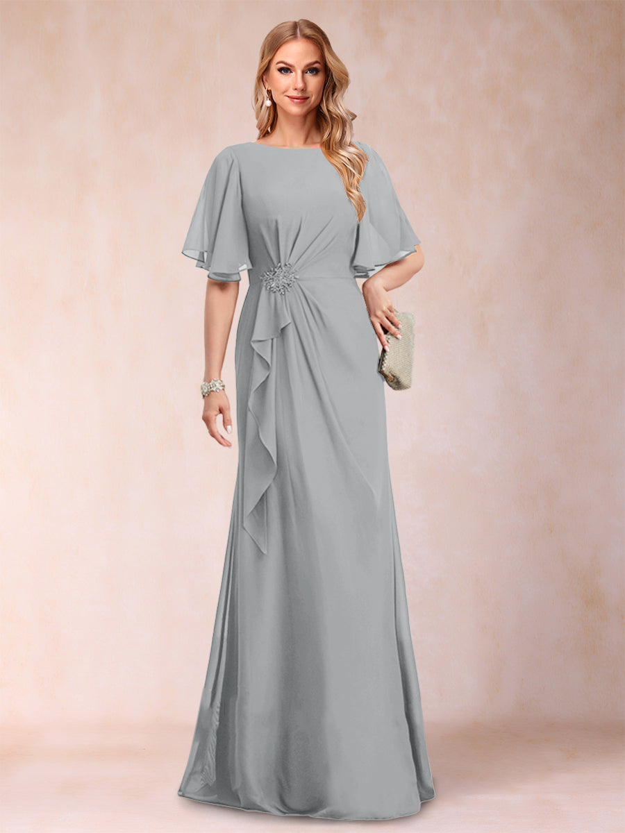 Gwendolyn Sage Silver front view mother of the bride dress