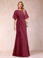 Gwendolyn Sage Burgundy side view mother of the bride dress
