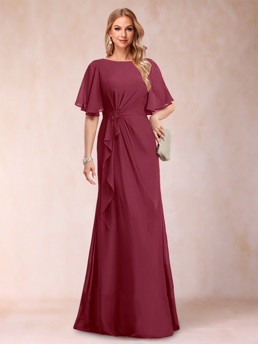 Gwendolyn Sage Burgundy side view mother of the bride dress