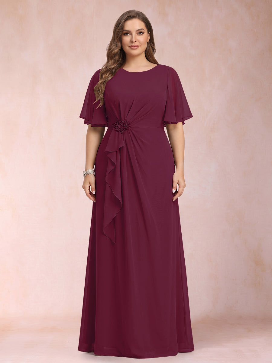 Helena Mae Burgundy side view mother of the bride dress
