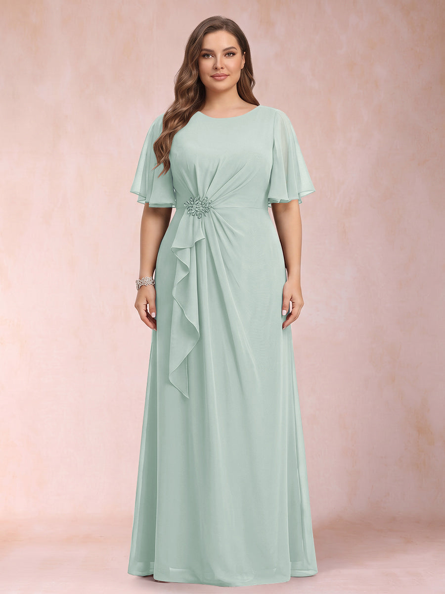 Helena Mae Pool Blue front view mother of the bride dress