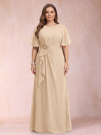 Helena Mae Peach front view mother of the bride dress