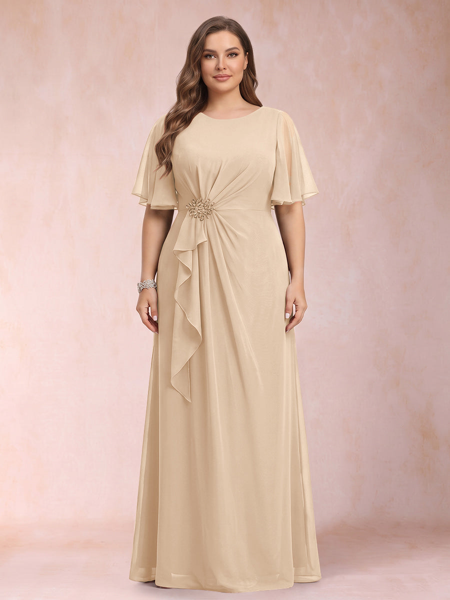 Helena Mae Peach front view mother of the bride dress