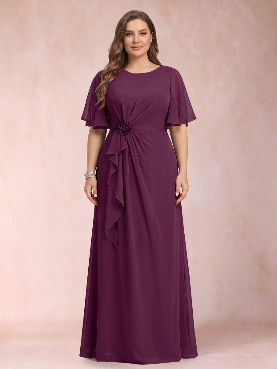 Helena Mae Plum front view mother of the bride dress