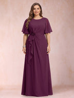Helena Mae Plum front view mother of the bride dress