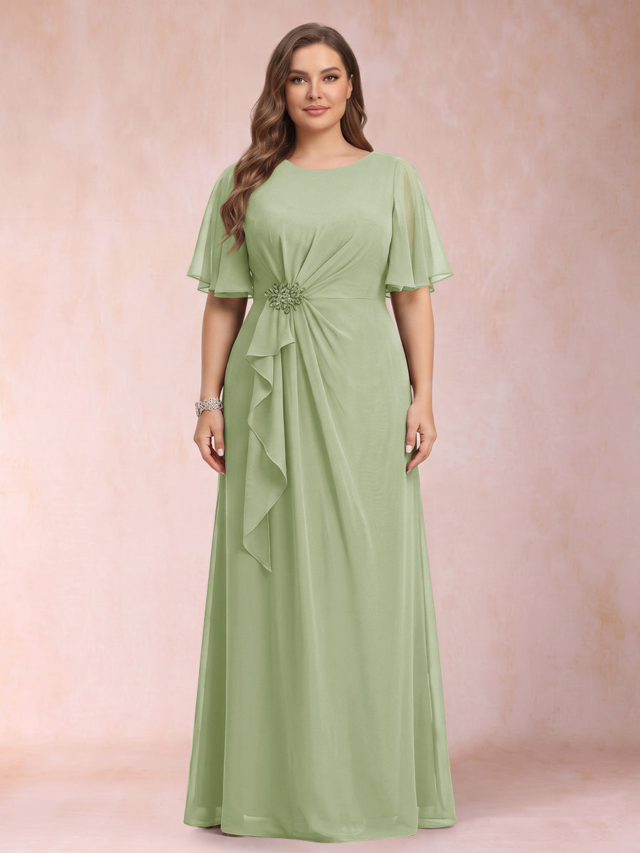 Helena Mae Sage Green back view mother of the bride dress