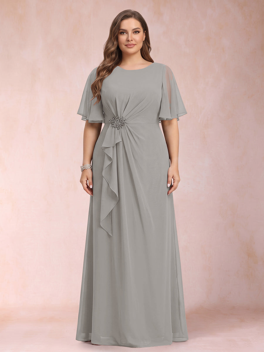 Helena Mae Silver front view mother of the bride dress