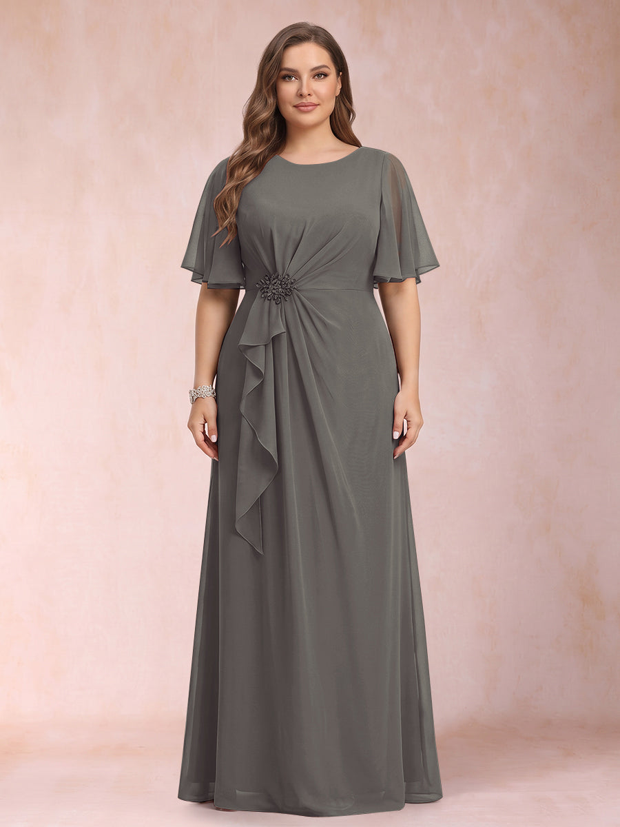 Helena Mae Steel Grey front view mother of the bride dress