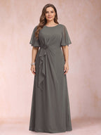Helena Mae Steel Grey front view mother of the bride dress