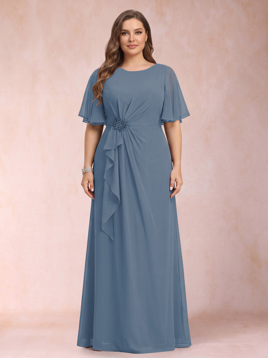 Helena Mae Steel Blue front view mother of the bride dress
