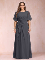 Helena Mae Dusty Blue back view mother of the bride dress