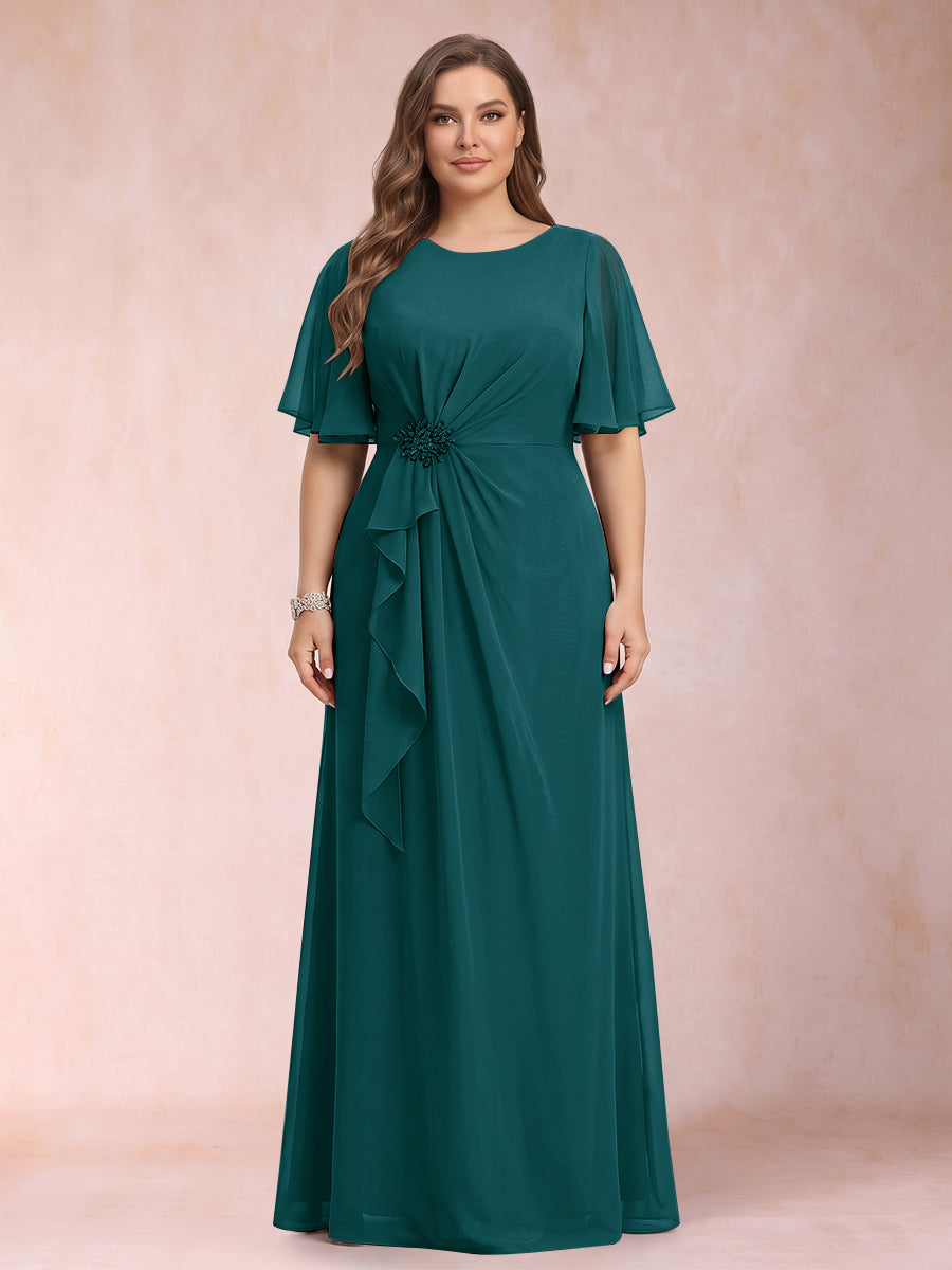 Helena Mae Teal front view mother of the bride dress