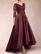 Gabriella June Burgundy side view mother of the bride dress