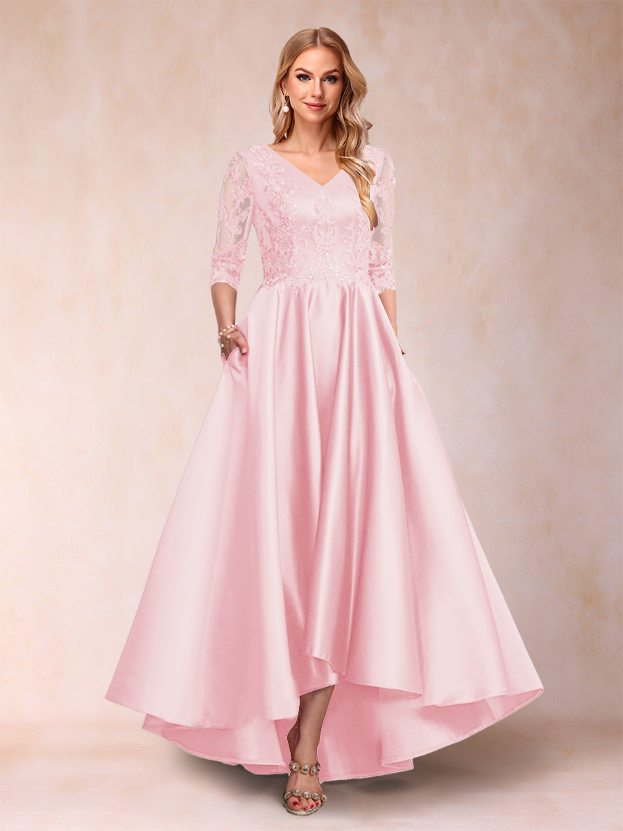 Gabriella June Pearl Pink front view mother of the bride dress