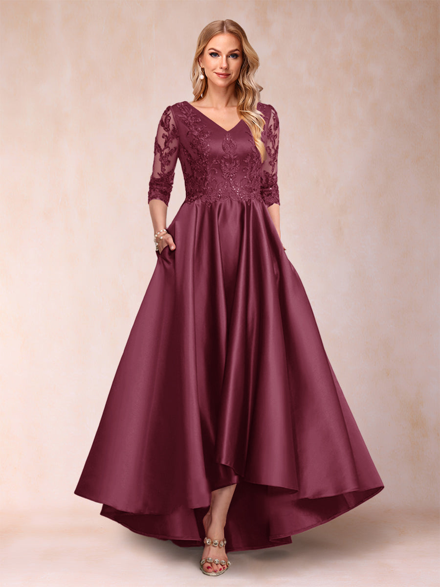 Gabriella June Plum front view mother of the bride dress