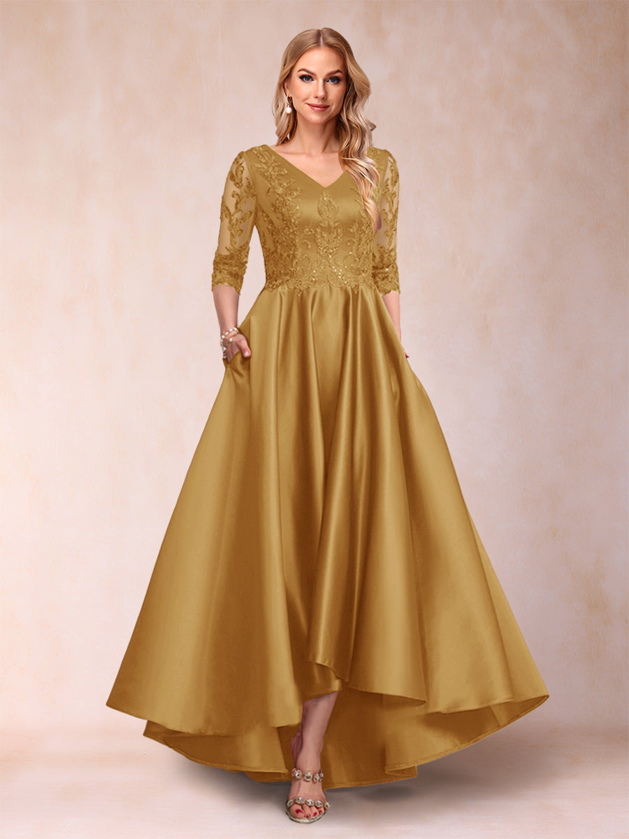 Gabriella June Gold back view mother of the bride dress