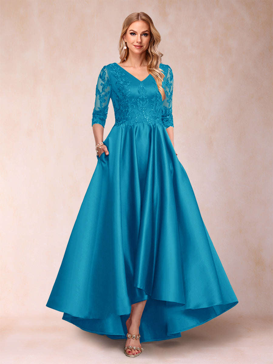 Gabriella June Ocean Blue front view mother of the bride dress