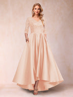 Gabriella June Peach front view mother of the bride dress