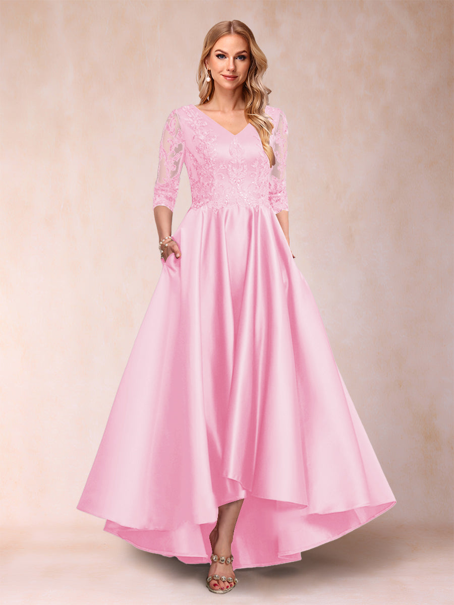 Gabriella June Rose Pink front view mother of the bride dress