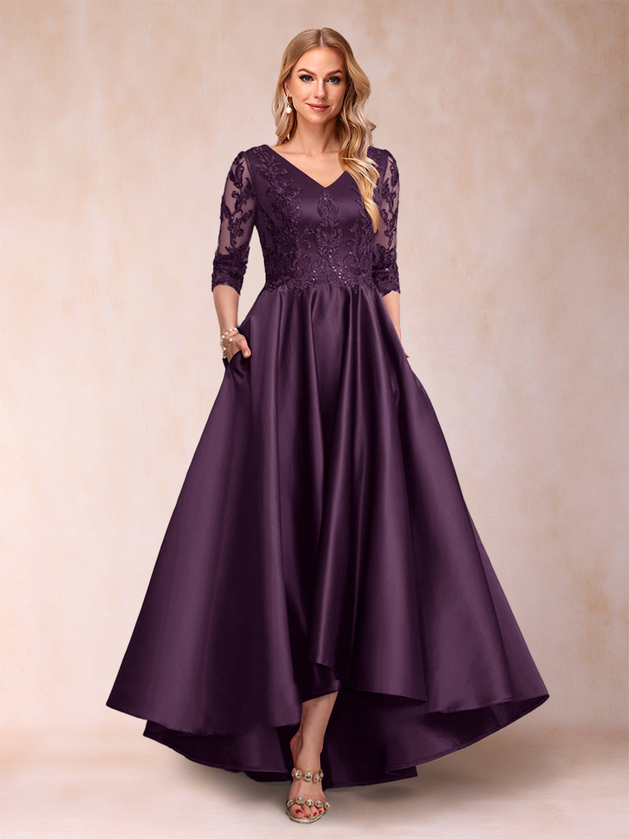 Gabriella June Plum back view mother of the bride dress