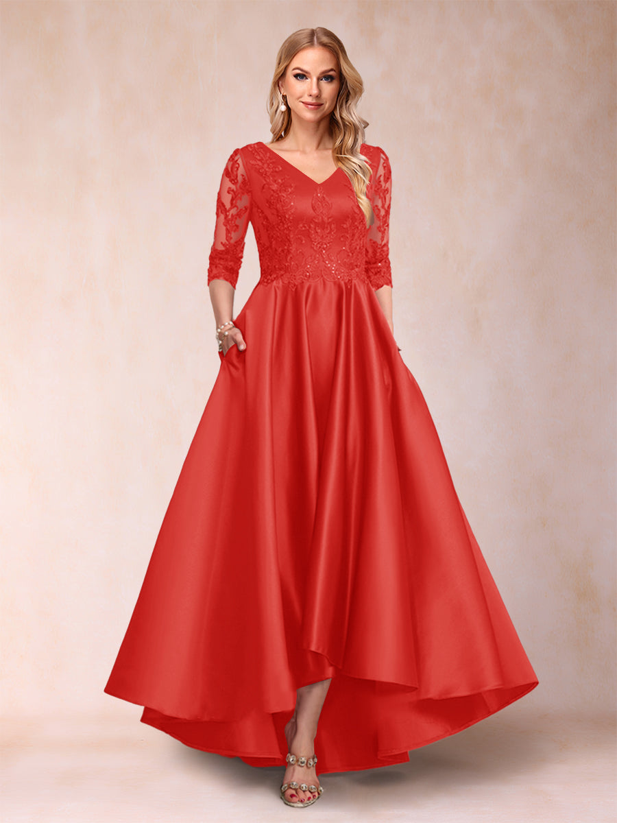 Gabriella June Red front view mother of the bride dress