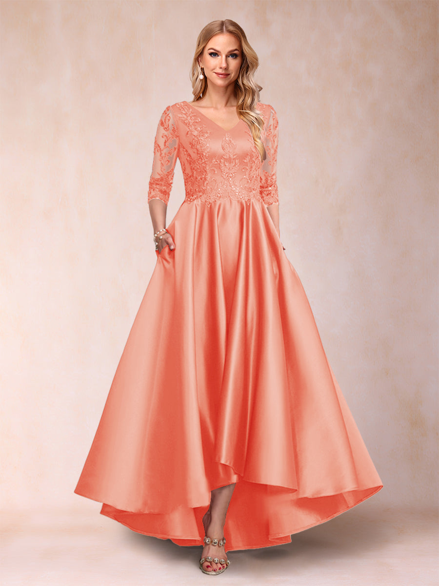 Gabriella June Coral back view mother of the bride dress