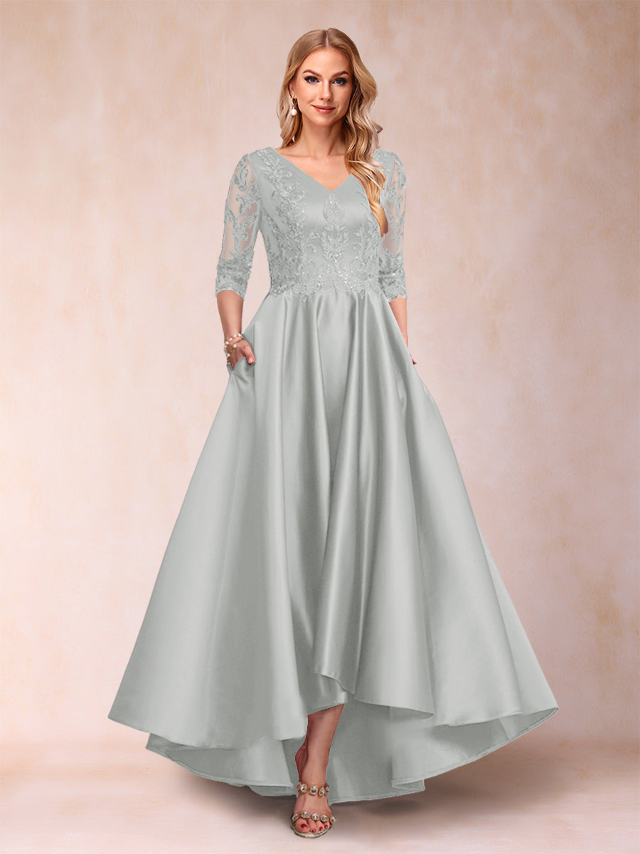 Gabriella June Silver front view mother of the bride dress