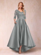 Gabriella June Steel Grey front view mother of the bride dress