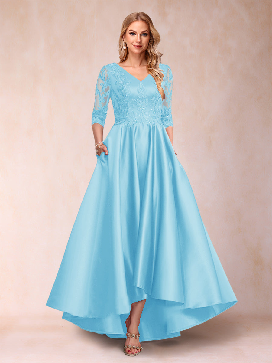 Gabriella June Sky Blue side view mother of the bride dress