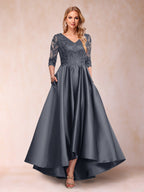 Gabriella June Dusty Blue back view mother of the bride dress