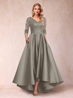 Gabriella June Taupe front view mother of the bride dress