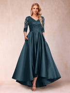 Gabriella June Teal front view mother of the bride dress